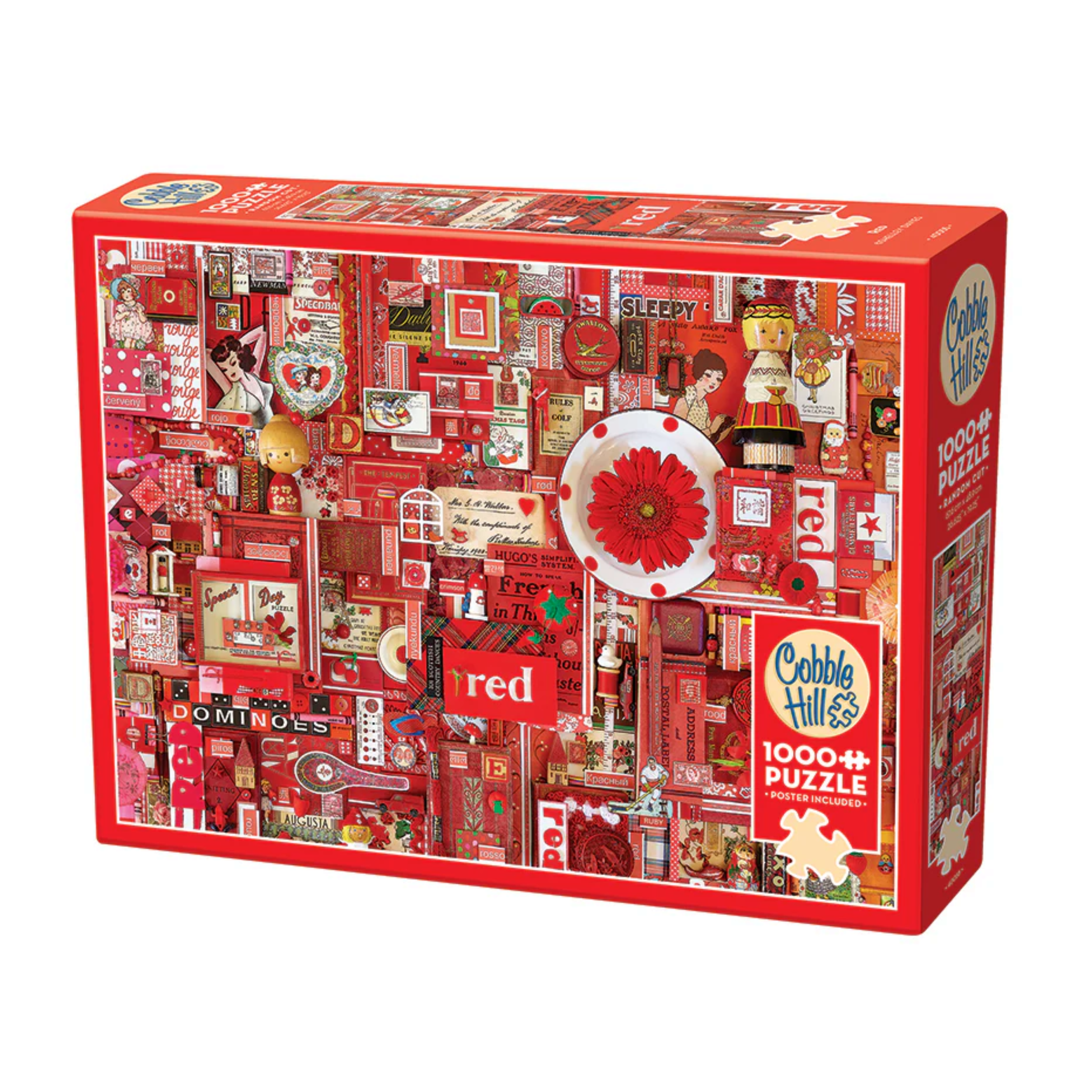 1000 piece Red puzzle cobble hill